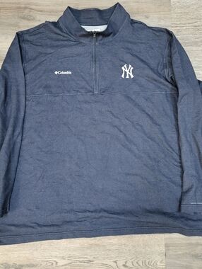 New York Yankees Mens 5XL Blue Columbia 1/4 Zip Pullover Omni-Wick MLB Sweater